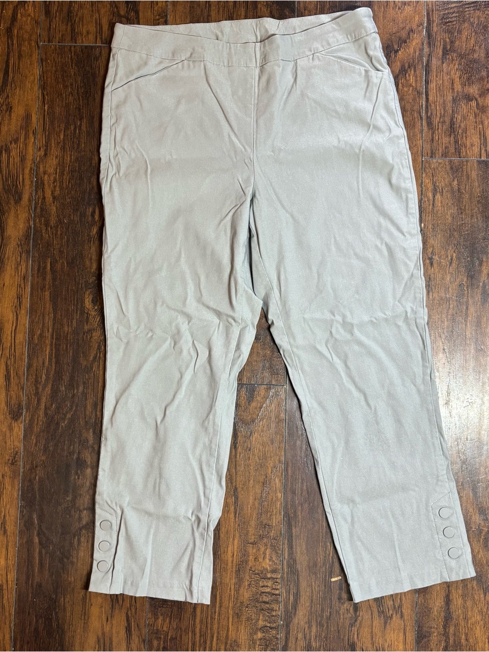 Women’s Tribal Beige Stretch Chinos with Hem Button Detail Size 12